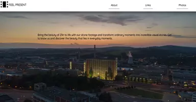 Screenshot of the feelpresent.eu webside with a photo of city ZLin in Czech republic